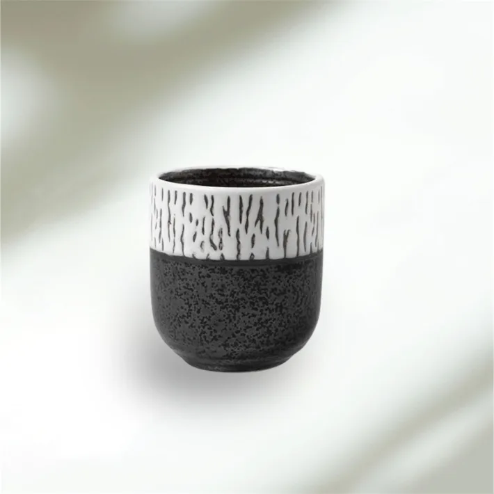 Vaso de Cerámica Oriental Black & White Lines 200ml 7.5*7.9cm