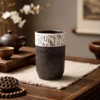 Vaso de Cerámica Oriental Black & White Lines 200ml 6.7*10.4cm
