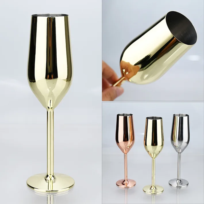 SP304280-D - Copa de Champagne de Acero Inoxidable 304SUS Dorado - 220ml