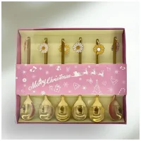 SS211303S-CD-C - Set de Cucharitas Doradas Margaritas - 6 Unidades + Packag