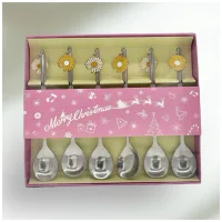 SS211303S-CP-C - Set de Cucharitas Plateadas Margaritas  6 Unidades + Packag