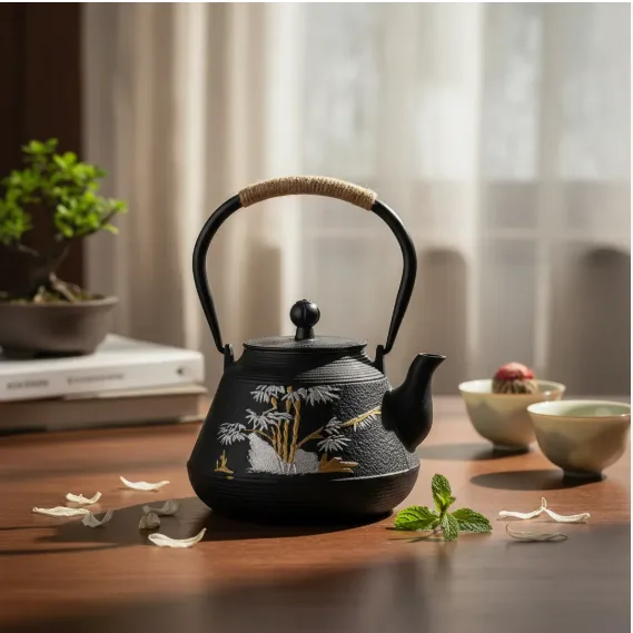 SS212-9908M - Tetera de Hierro Fundido + Infusor Diseño Bambu - 1200ml