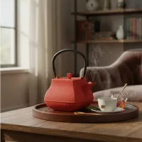 ST-2211 - Tetera Cuadrada de Hierro Fundido + Infusor Red - 1400ml