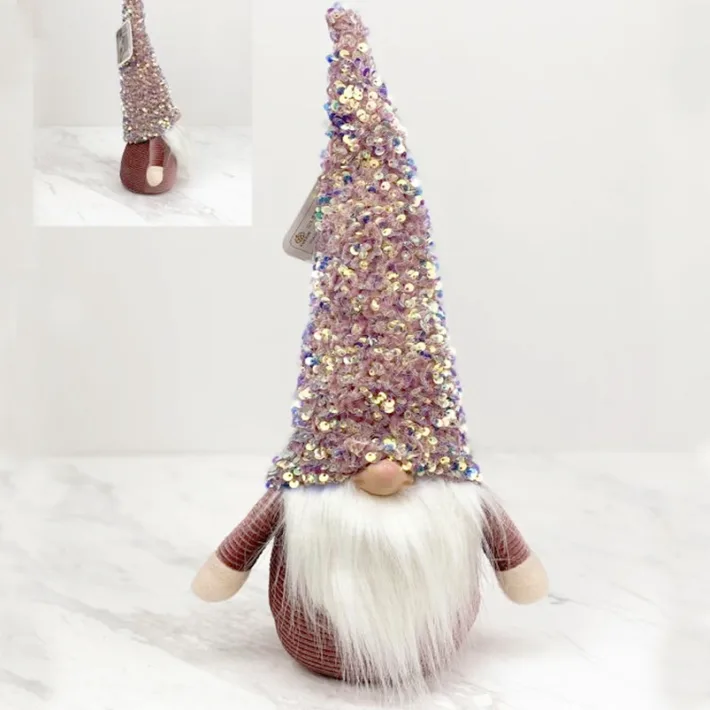 SY-3723065 - Duende Gnomo Navideño Enano Rosa con Lentejuelas