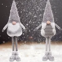SY-3723116 - Duende Gnomo Navideño Alto Gris  - 17.5*11*58cm 1par