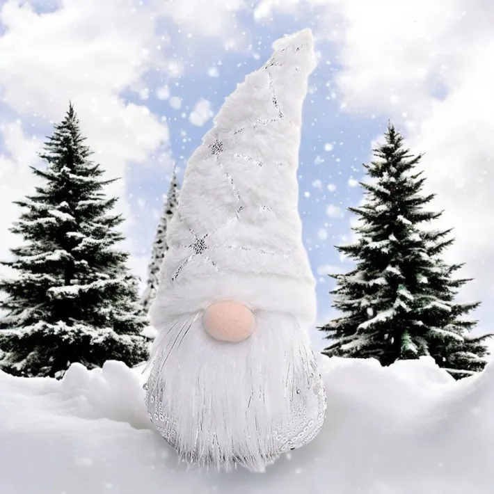 SY-3723122 - Duende Gnomo Navideño Enano Blanco Peluche - 10*7.5*25.4cm