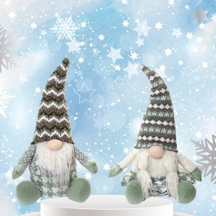SY-3723134 - Duende Gnomo Navideño Sentado - 16.5*12.5*40.5cm 1par