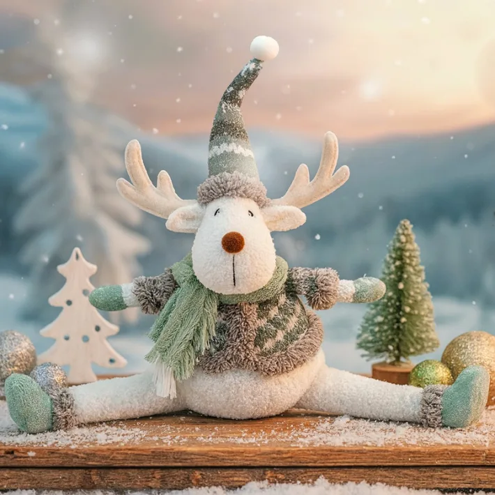 SY-3723136 - Peluche de Reno Acrobata Navideño Verde - 50.5*11*35.5cm