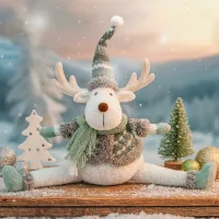 SY-3723136 - Peluche de Reno Acrobata Navideño Verde - 50.5*11*35.5cm