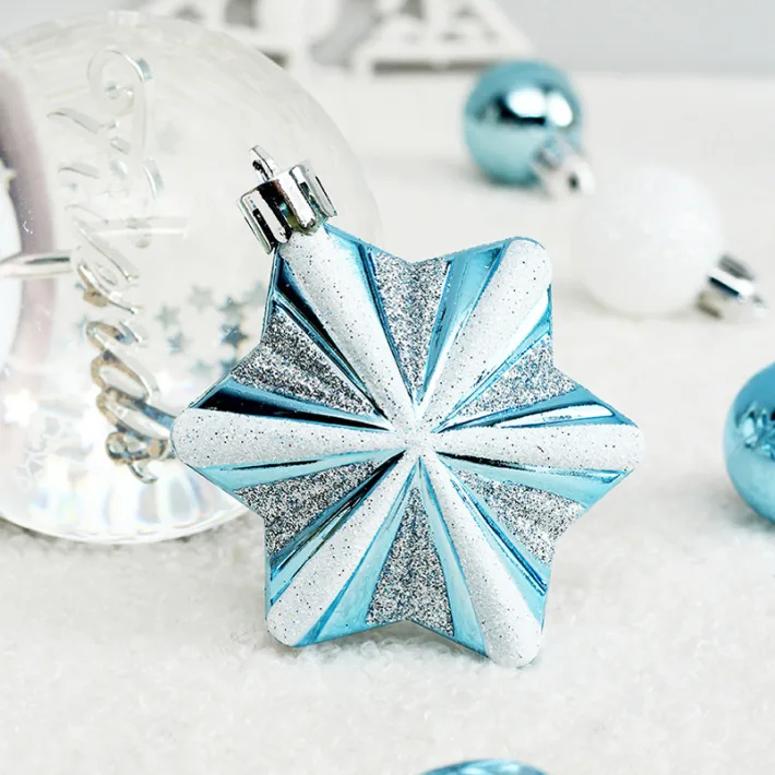 SYSD-183 - Adornos Navideños Set Casita Azul Varios Diseños Glitter 73 Pieza
