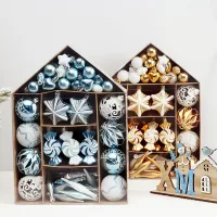 SYSD-183 - Adornos Navideños Set Casita Azul Varios Diseños Glitter 73 Pieza