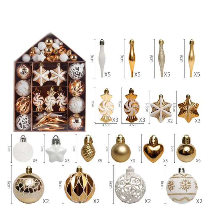 SYSD-184 - Adornos Navideños Set Casita Dorada Varios Diseños Glitter 73 Pie