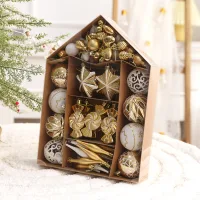 SYSD-184 - Adornos Navideños Set Casita Dorada Varios Diseños Glitter 73 Pie