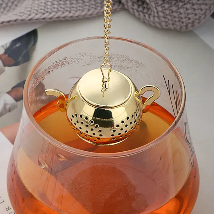 Filtro/Infusor de Té en Hebras de Acero Inox Diseño Arbolito - Dorado