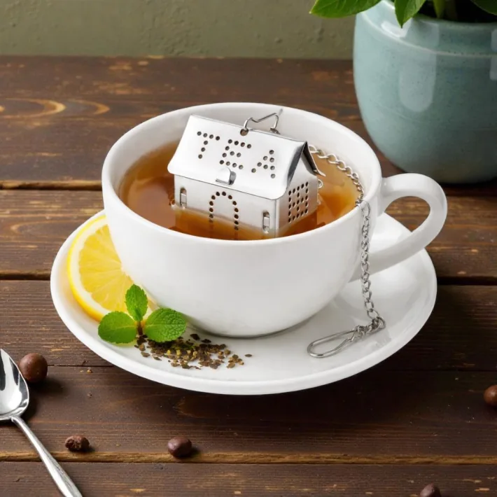 Filtro/Infusor de Té en Hebras de Acero Inox Diseño Arbolito - Dorado