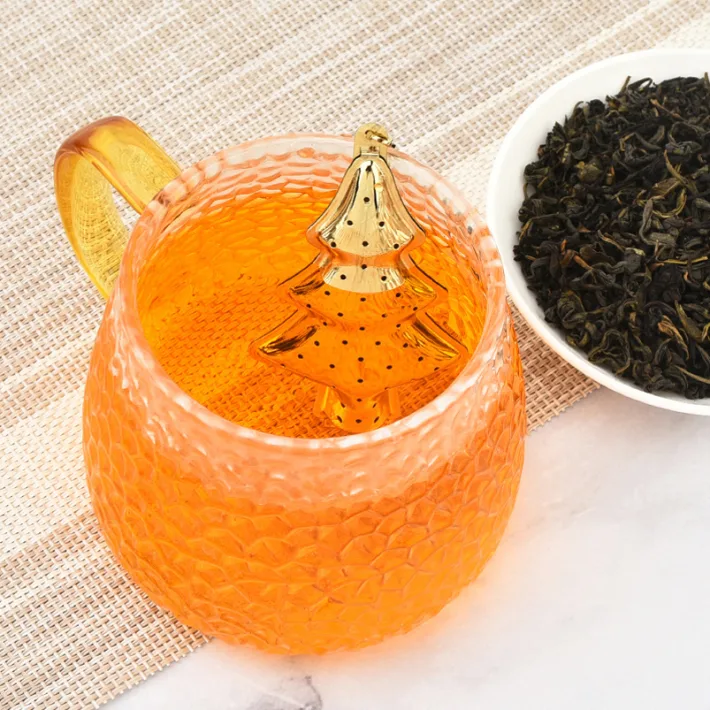 Filtro/Infusor de Té en Hebras de Acero Inox Diseño Arbolito - Dorado