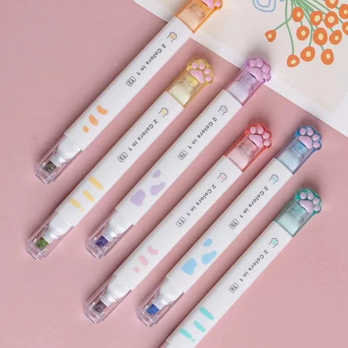 TG1061 - Set de 6 Resaltadores Cat Paw 2 colores en 1