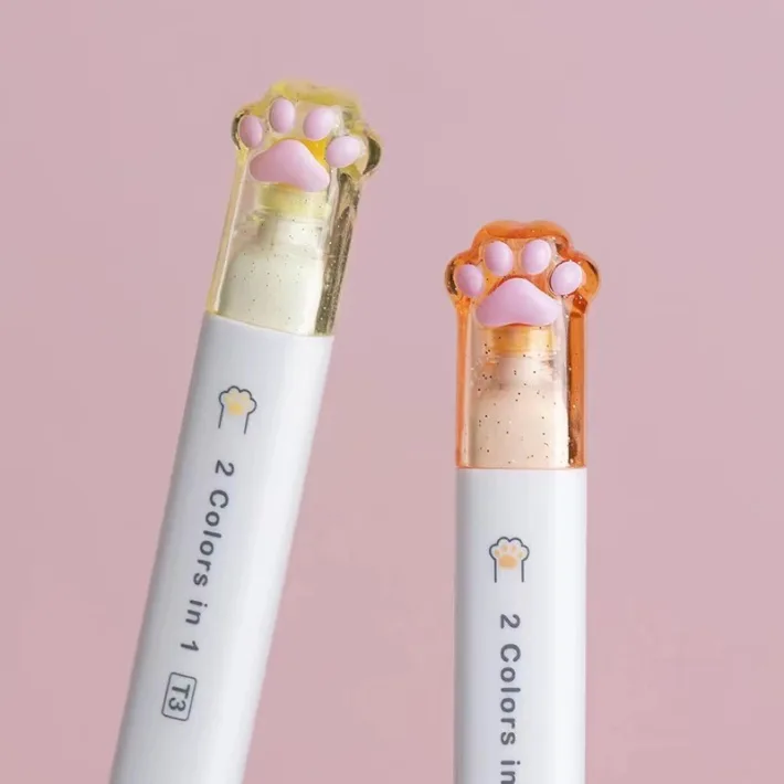 TG1061 - Set de 6 Resaltadores Cat Paw 2 colores en 1