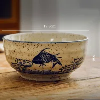 Bowl de Cerámica Oriental Waves & Fish 15.5*7.5cm