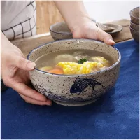 Bowl de Cerámica Oriental Waves & Fish 18*8.3cm