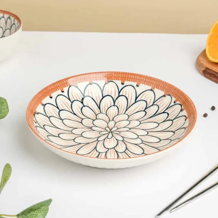 TWP002-8-B - Plato de Cerámica Vintage Flor de Otoño