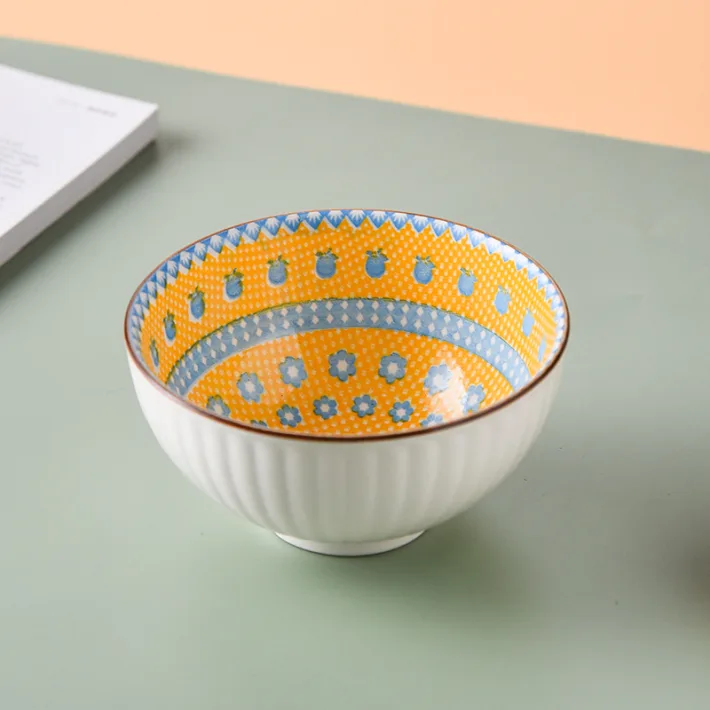 TWW001-45-G - Bowl Medium de Cerámica Vintage Flor Amarillo - 11.5*6cm