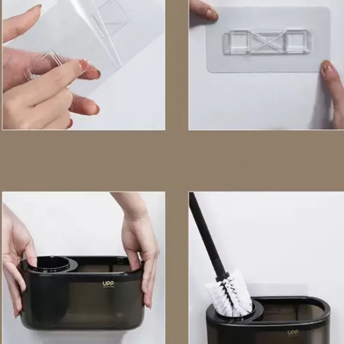 Cepillo Limpia Inodoro de Pared + Box Organizador Línea Onix