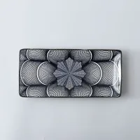 YL24108-C - Plato de Cerámica Rectangular Mandala Negra 12*25*2.5cm