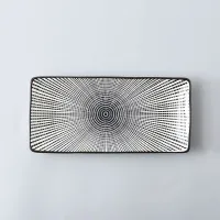YL24108-D - Plato de Cerámica Rectangular Circulos Negros 12*25*2.5cm