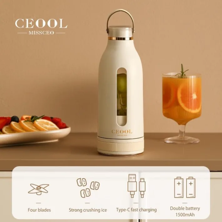 Z05 - Botella Mini Licuadora Portátil Recargable Usb Botella Batidor Ceool 4