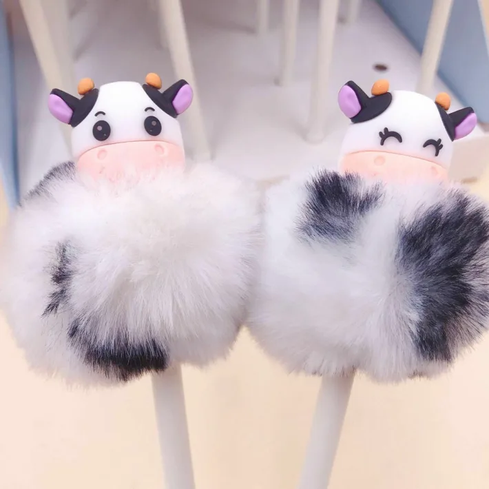 Lapicera Bolígrafo Cow Cute Pompóm