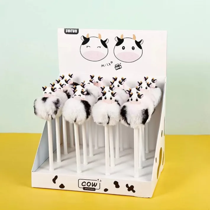 Lapicera Bolígrafo Cow Cute Pompóm