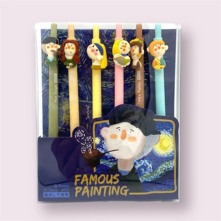 ZF2587-3 - Set de 6 Lapiceras Bolígrafos Pintura Famosa