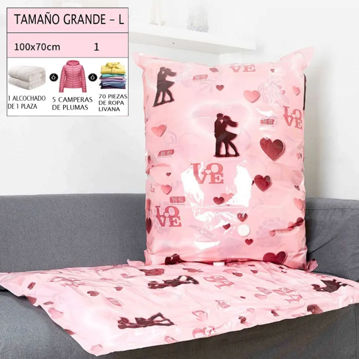 ZF9001-L - Bolsa de Almacenamiento al Vacío para Ropa/Acolchados Love - 100x